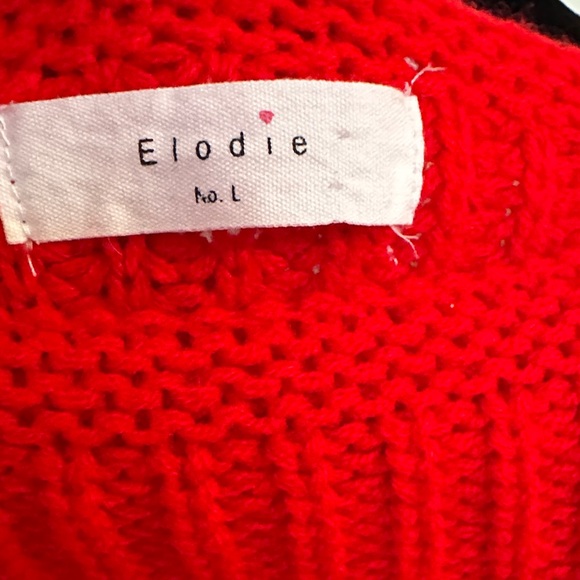 Red Cropped Women's Sweater - Picture 2 of 5